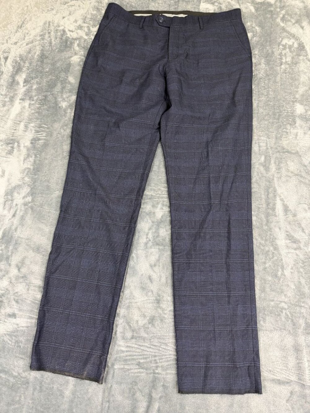 Alain Dupetit Navy Plaid Mens Dress Pants 38W